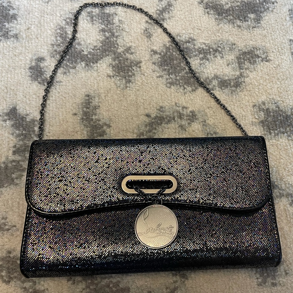 Christian louboutin glitter clutch with strap